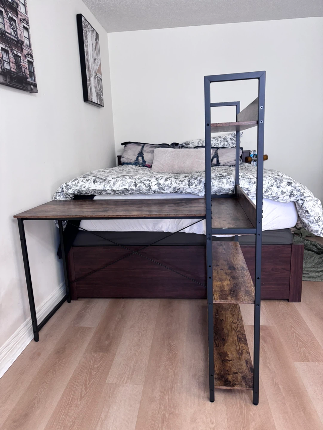 Rustic L-Shaped Corner Desk with 4-Tier Shelving - photo 4