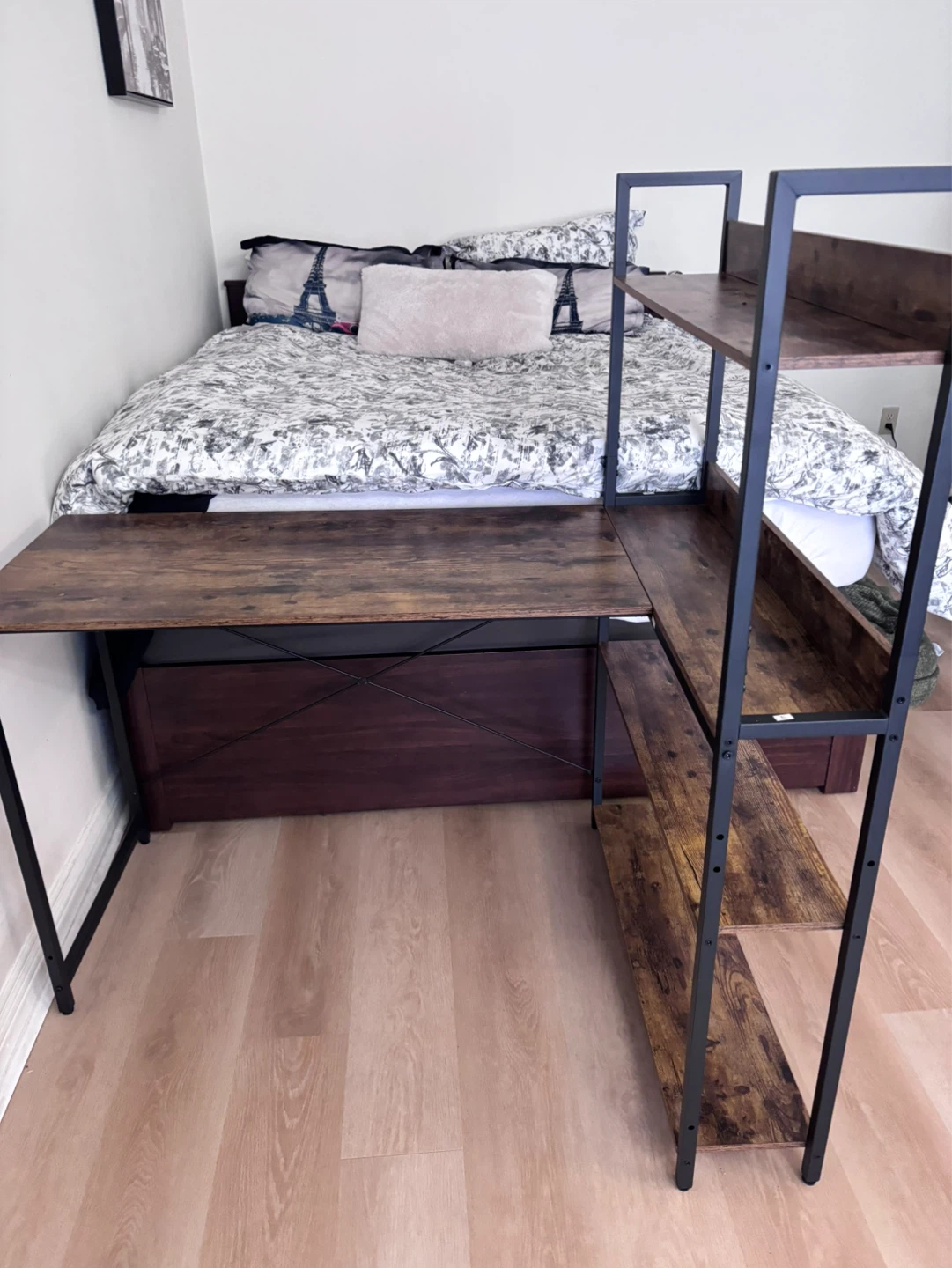 Rustic L-Shaped Corner Desk with 4-Tier Shelving - photo 3