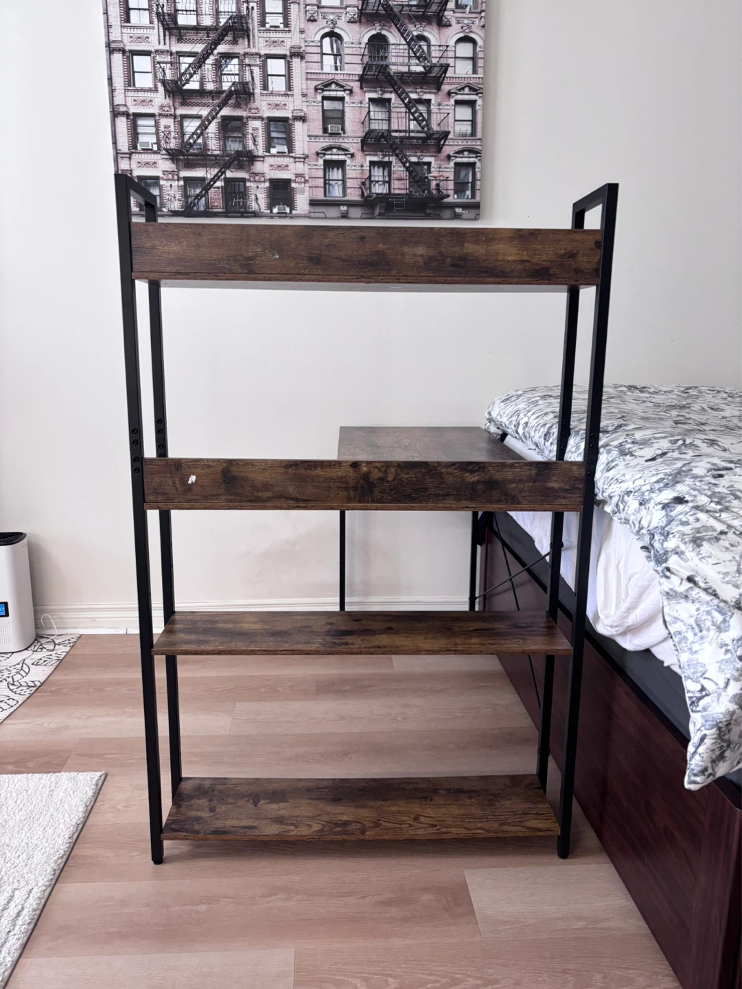 Rustic L-Shaped Corner Desk with 4-Tier Shelving - photo 5