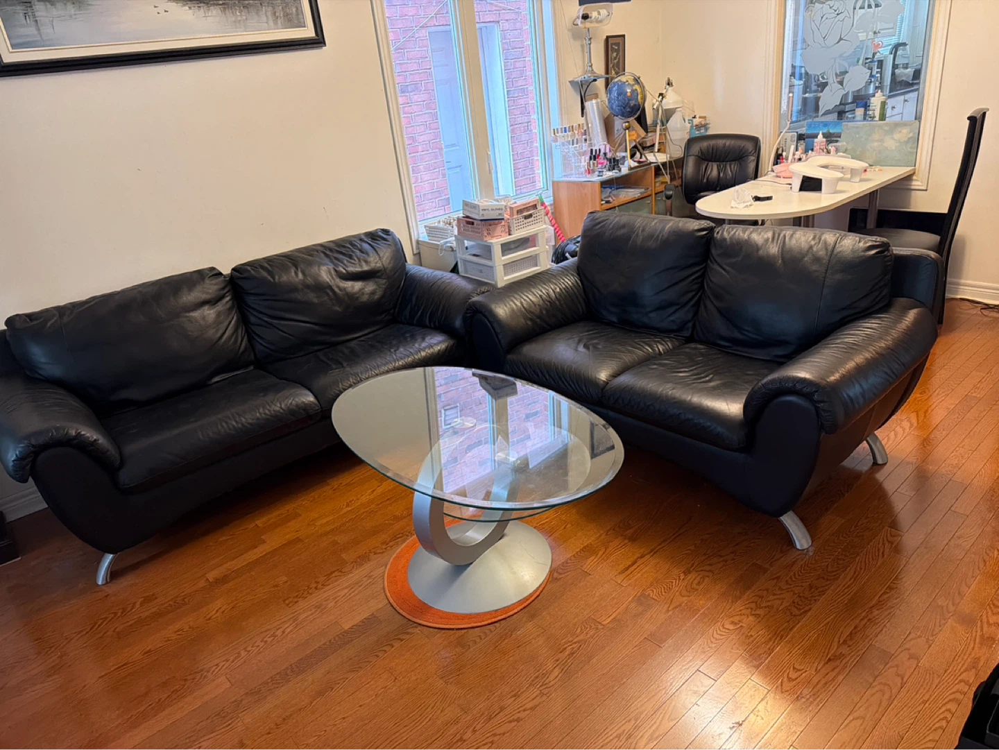 Black Leather Loveseat Sofa