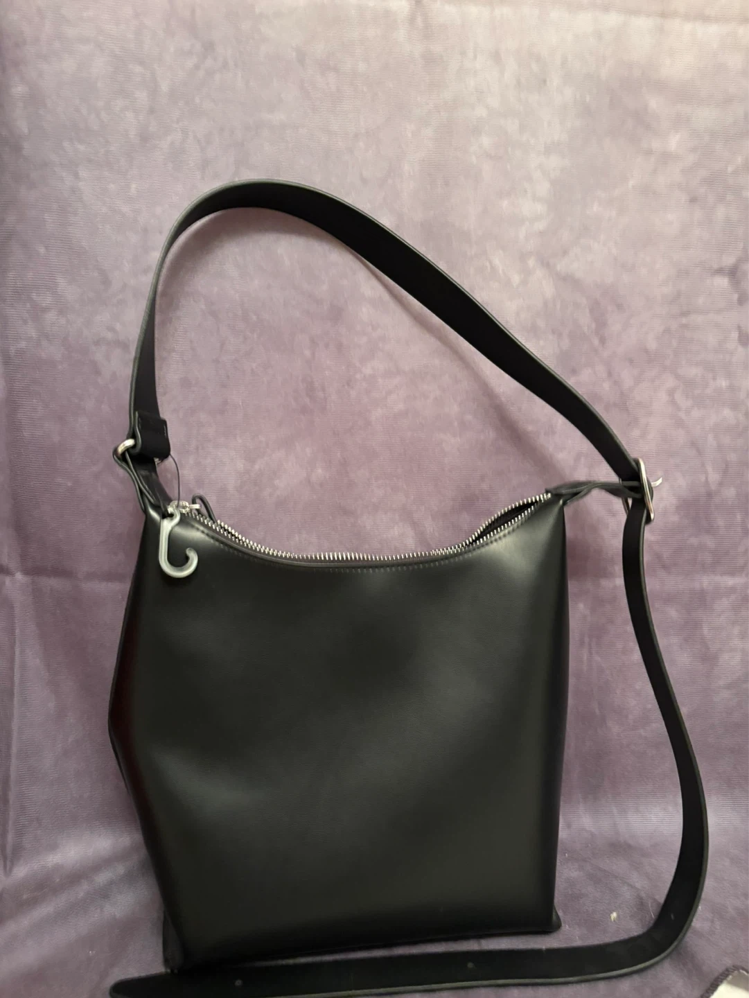 Black Faux Leather Shoulder Bag