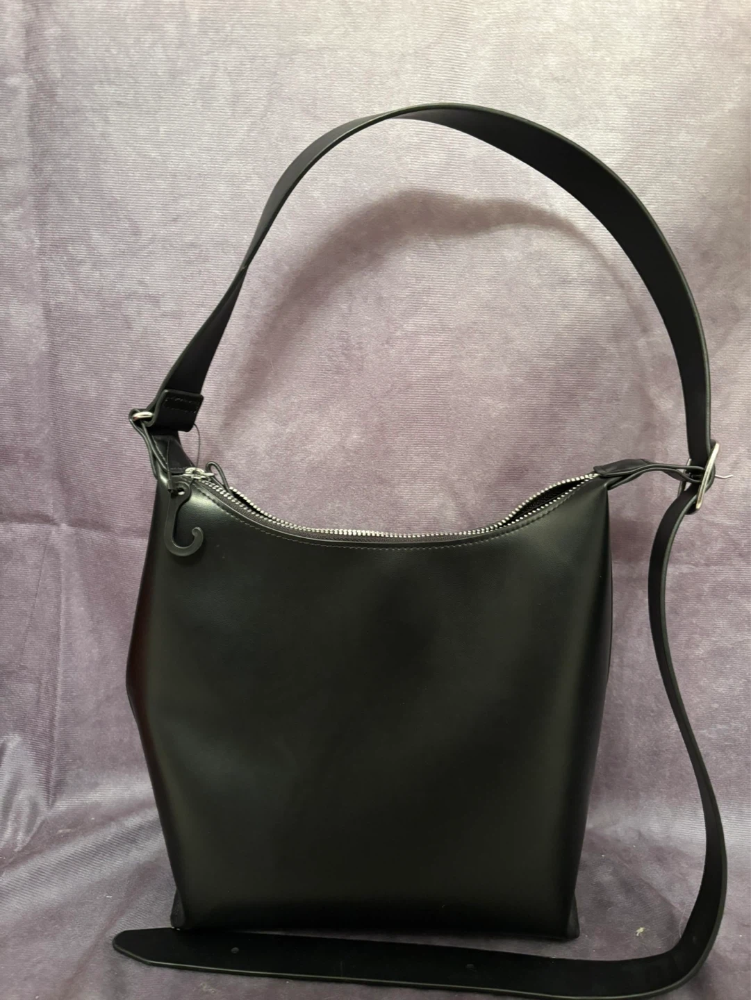 Black Faux Leather Shoulder Bag - photo 2