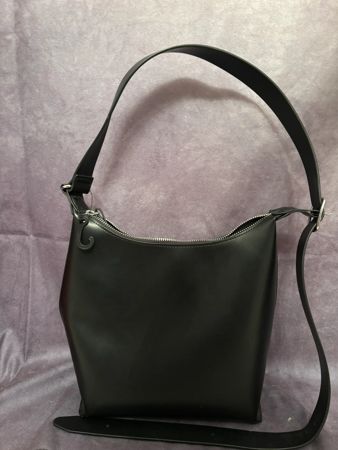 Black Faux Leather Shoulder Bag - photo 3