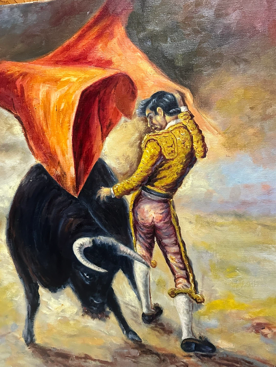 Mid Century Matador and Fighter Oil Painting - photo 3