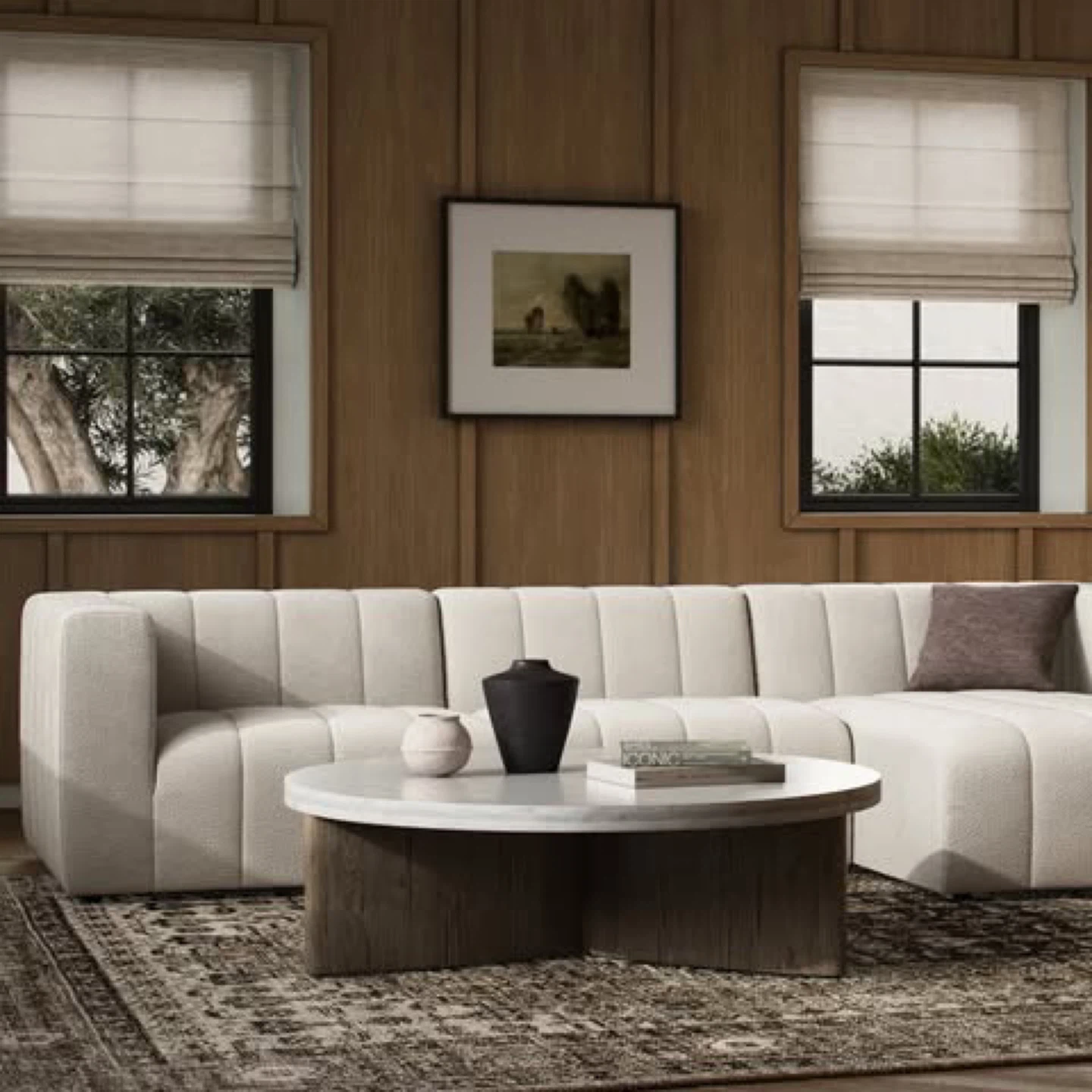 Cream Channel Tufted Sectional Sofa with Chaise - photo 3