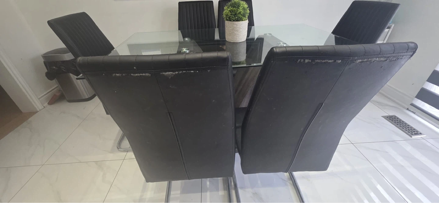 Glass Top Dining Table with 6 Black Chairs - photo 2