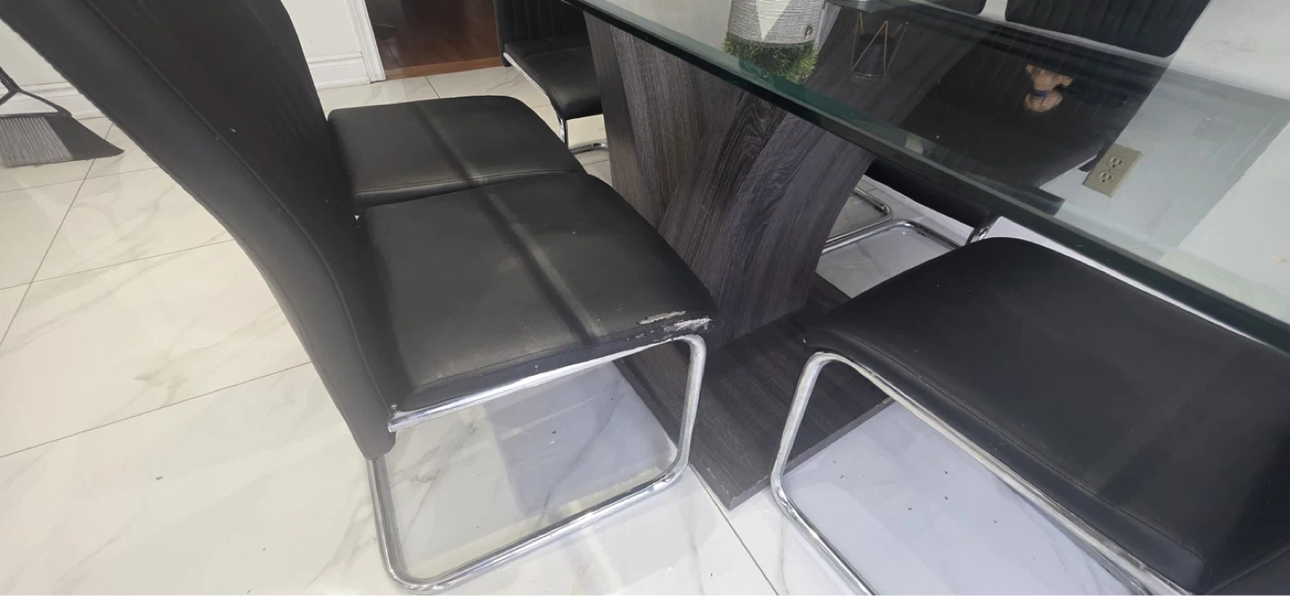 Glass Top Dining Table with 6 Black Chairs - photo 3