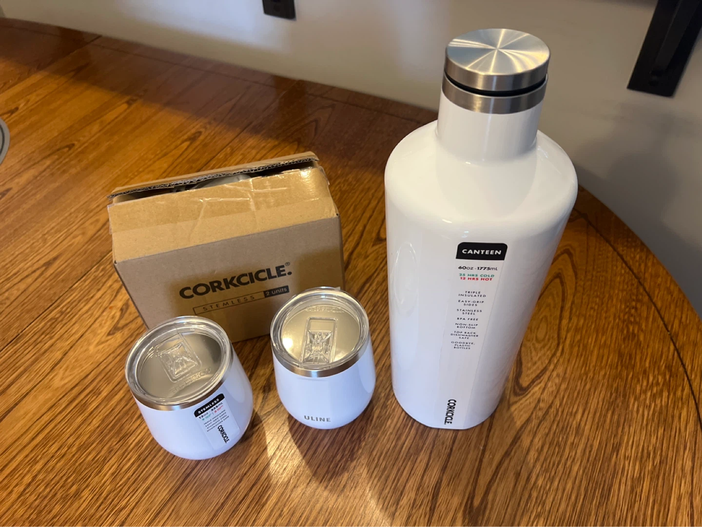 Corkcicle White Canteen and Tumblers Set of Four