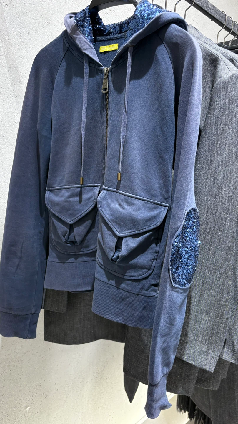 Blue Sequin Patch Hoodie - photo 3