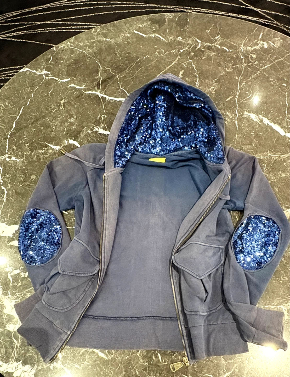 Blue Sequin Patch Hoodie - photo 2