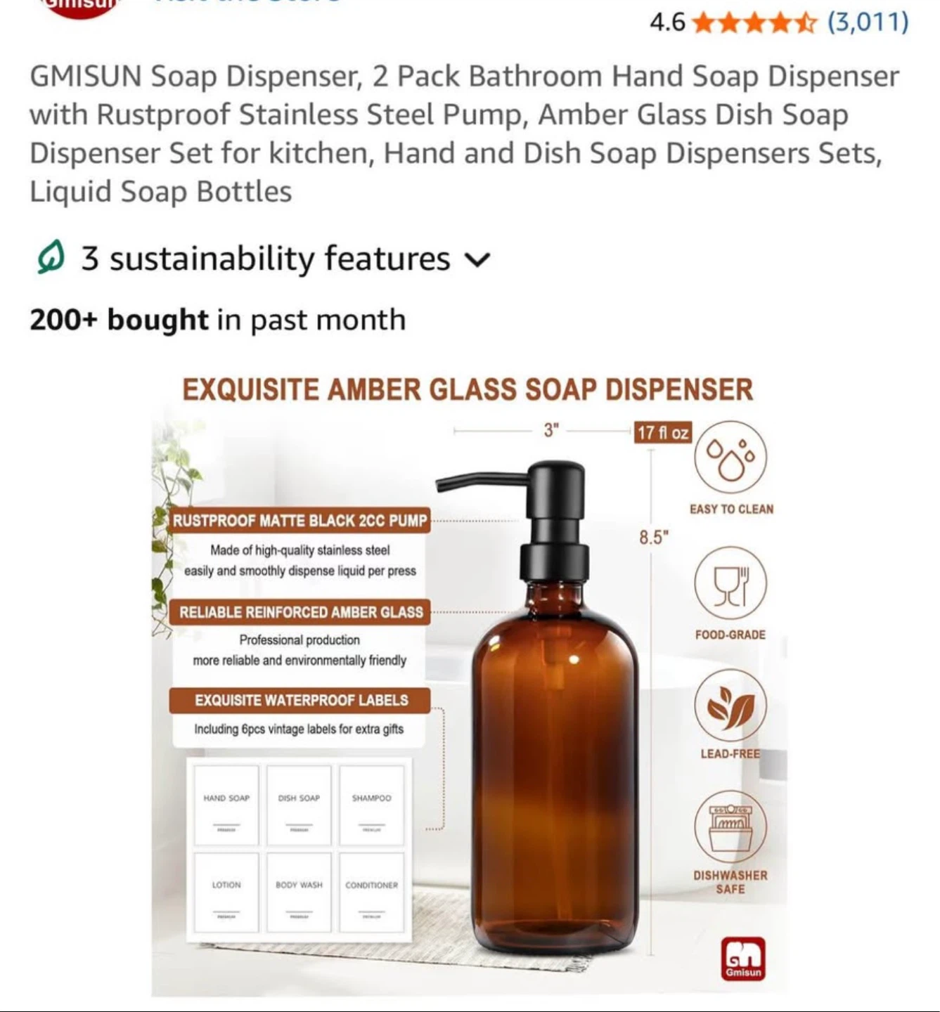 2 Pack Glass Soap Dispenser - photo 3