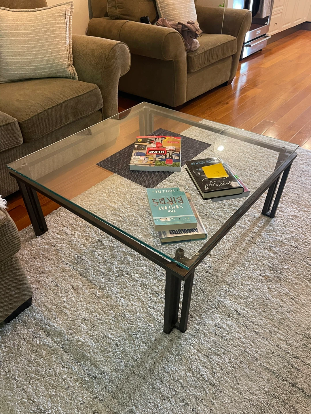 Glass and Metal Coffee Table