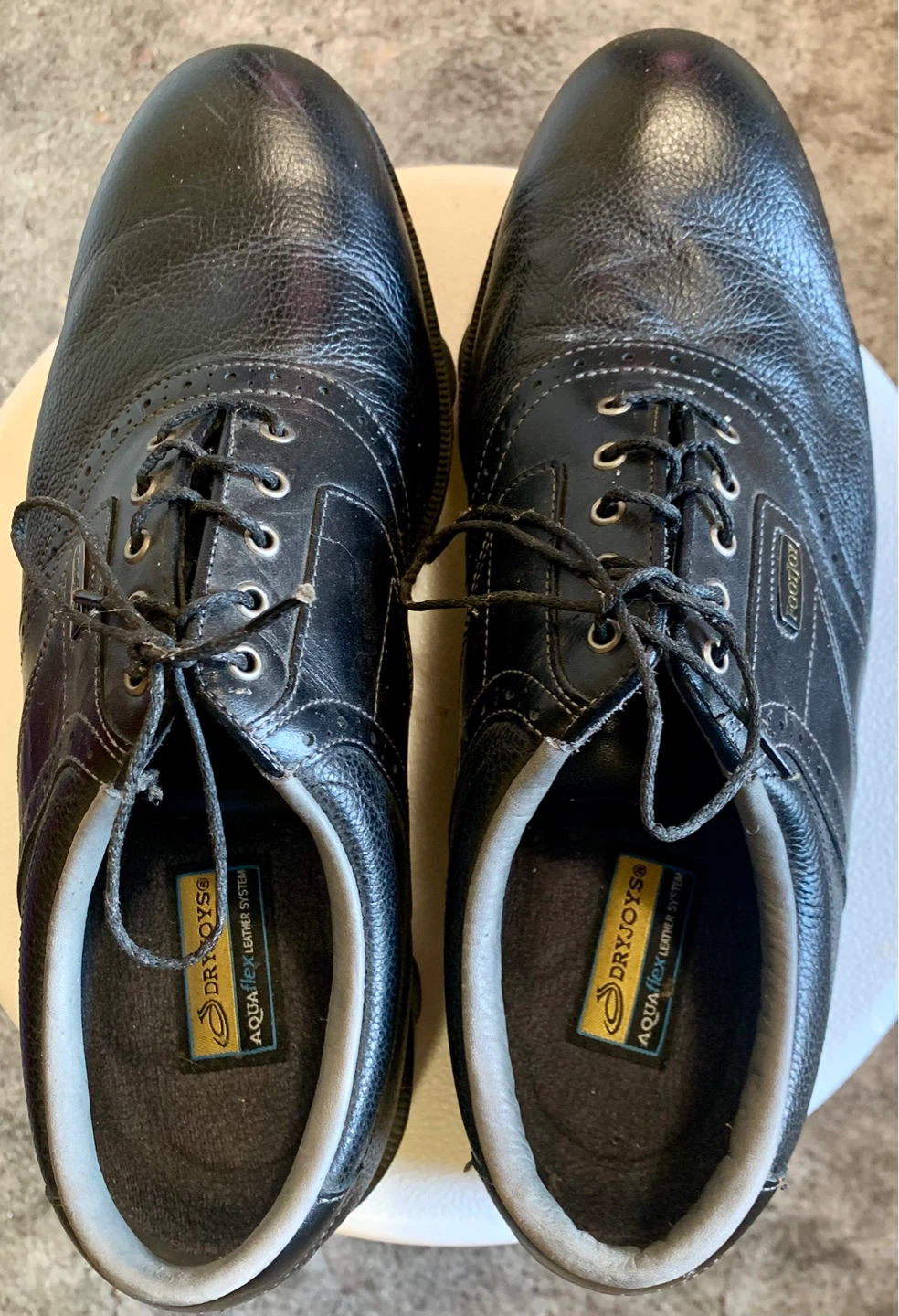 DryJoys AquaFlex Leather Golf Shoes - Black