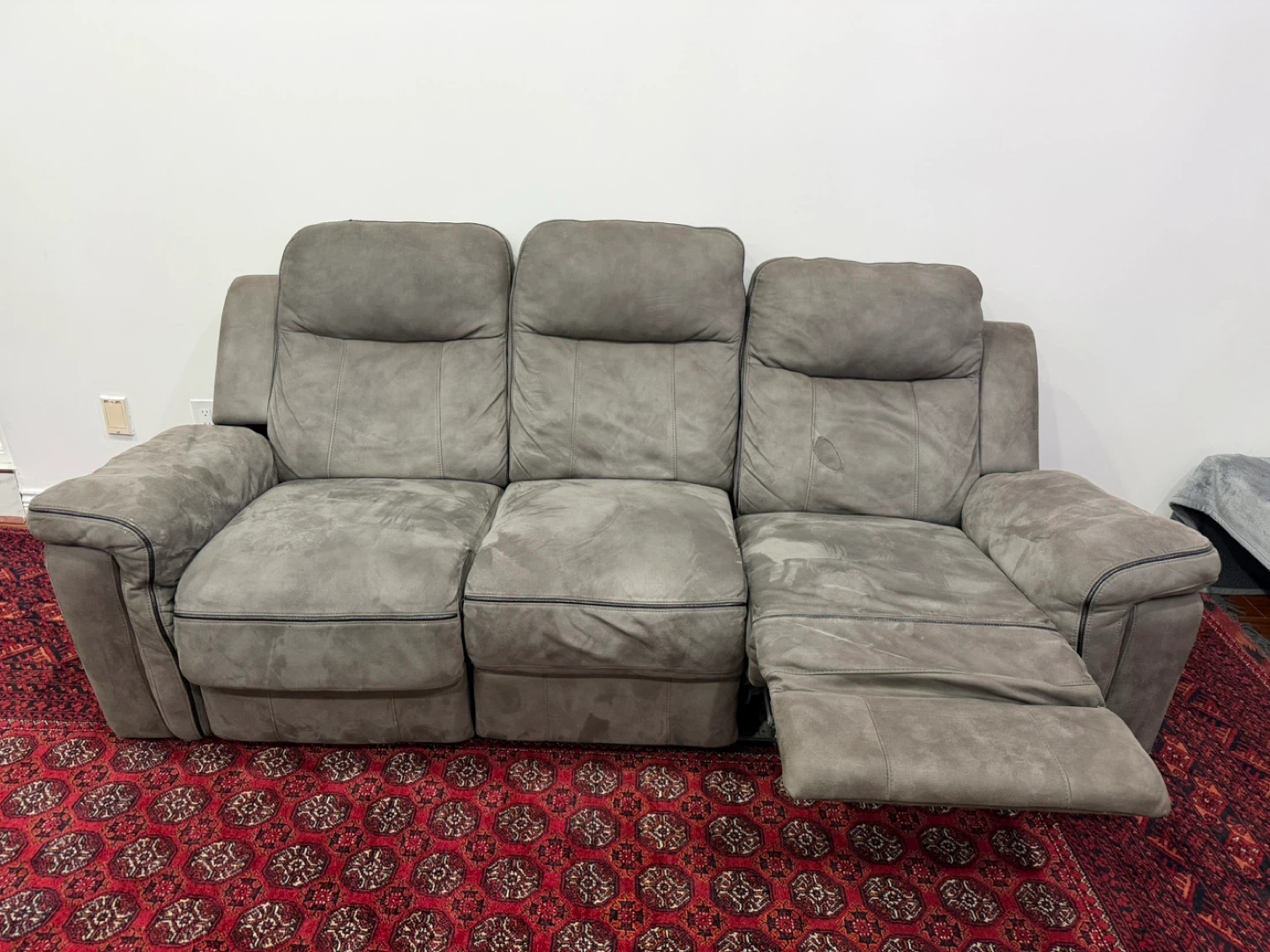Buy one get one Grey 3-Seat Reclining Sofa