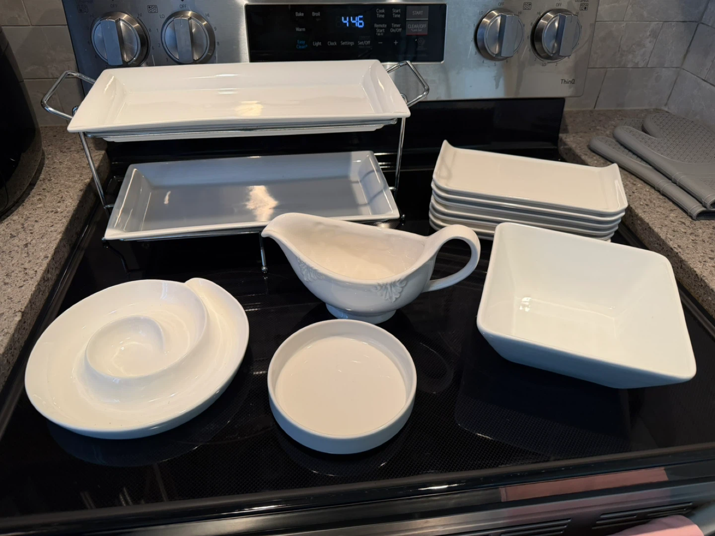 White Serving Dishes Set - Platters, Bowls, Gravy Boat - photo 2
