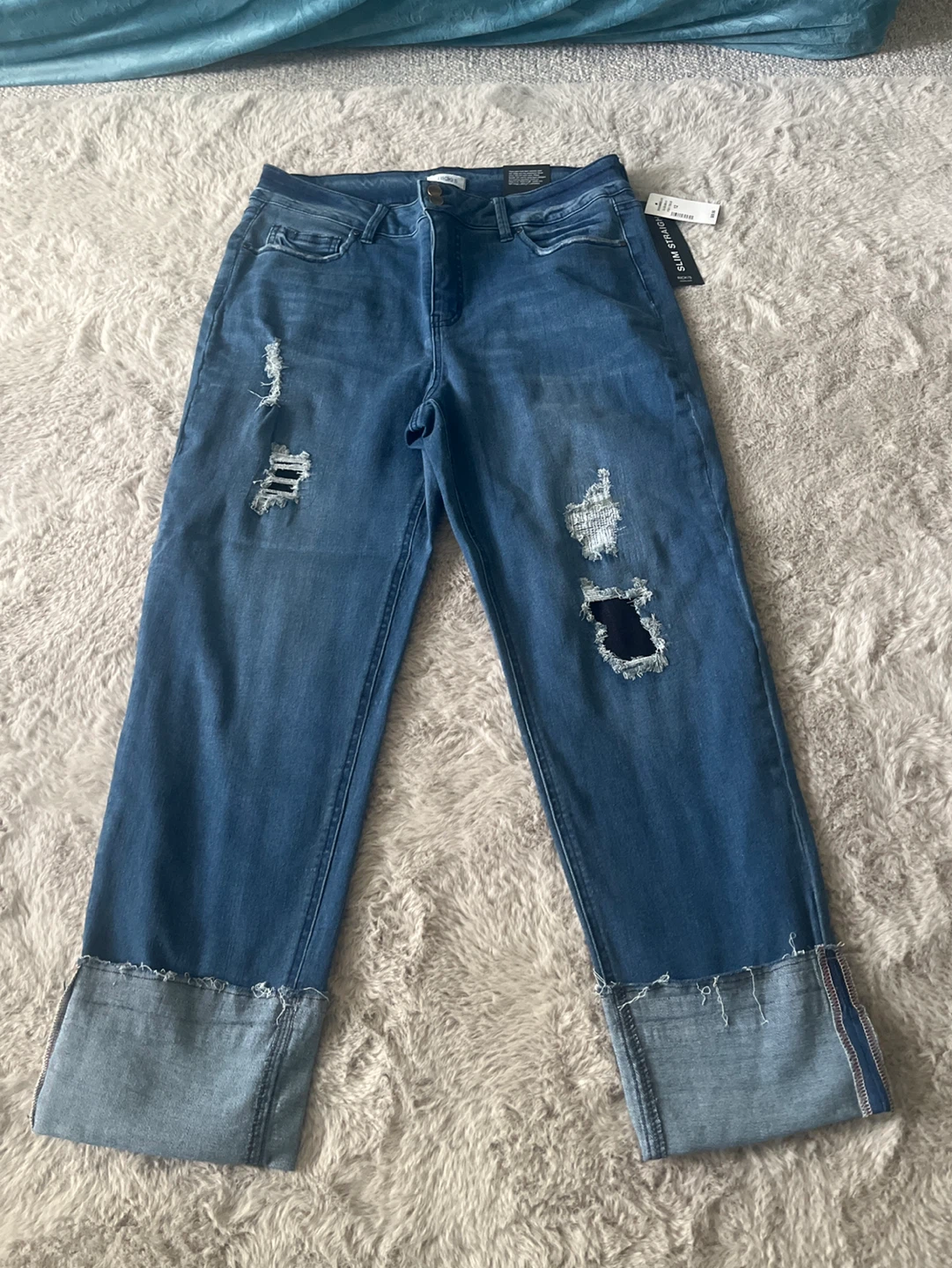 RICKI'S Slim Straight Distressed Cuff Jeans Size 12