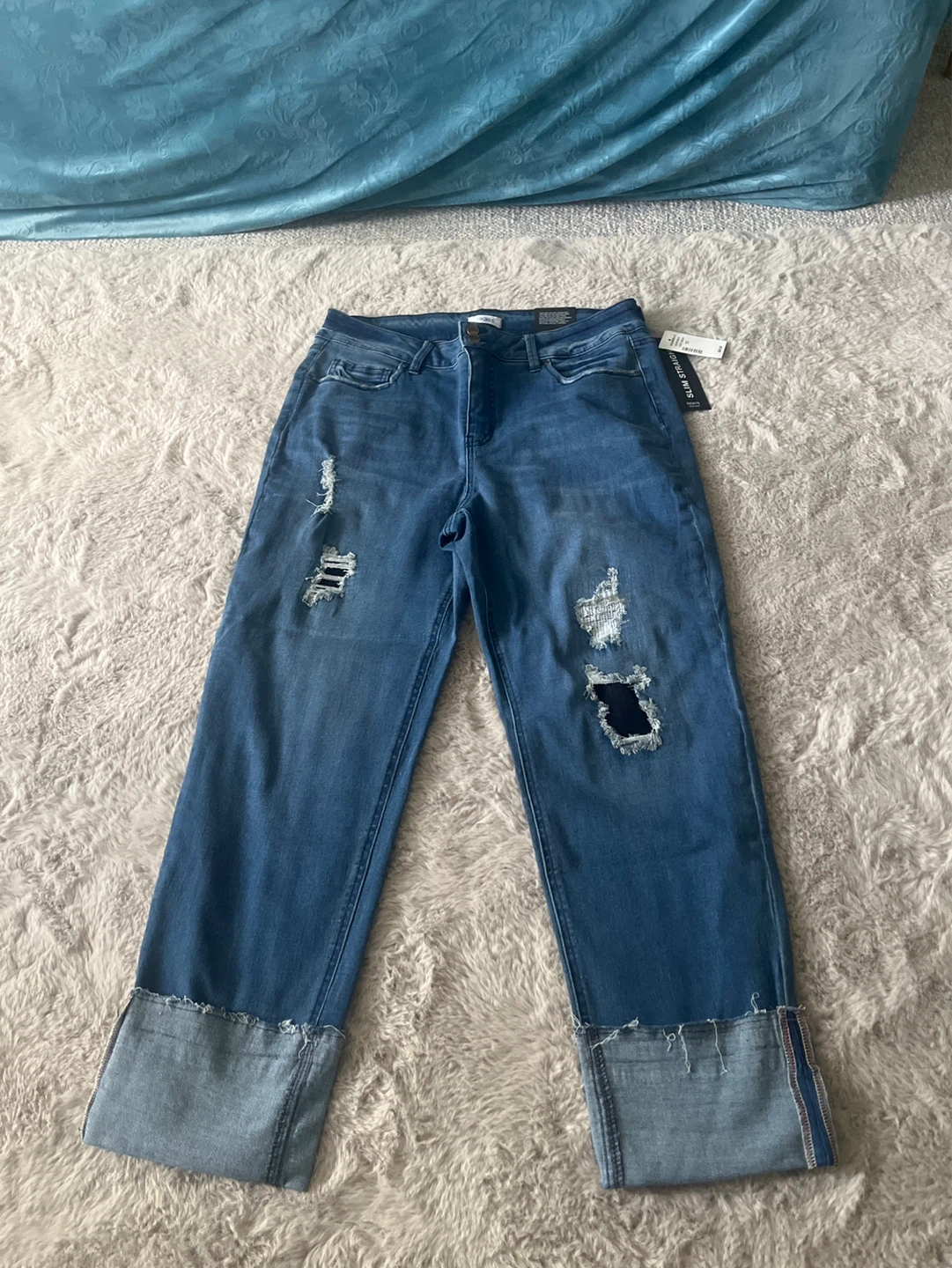 RICKI'S Slim Straight Distressed Cuff Jeans Size 12 - photo 3