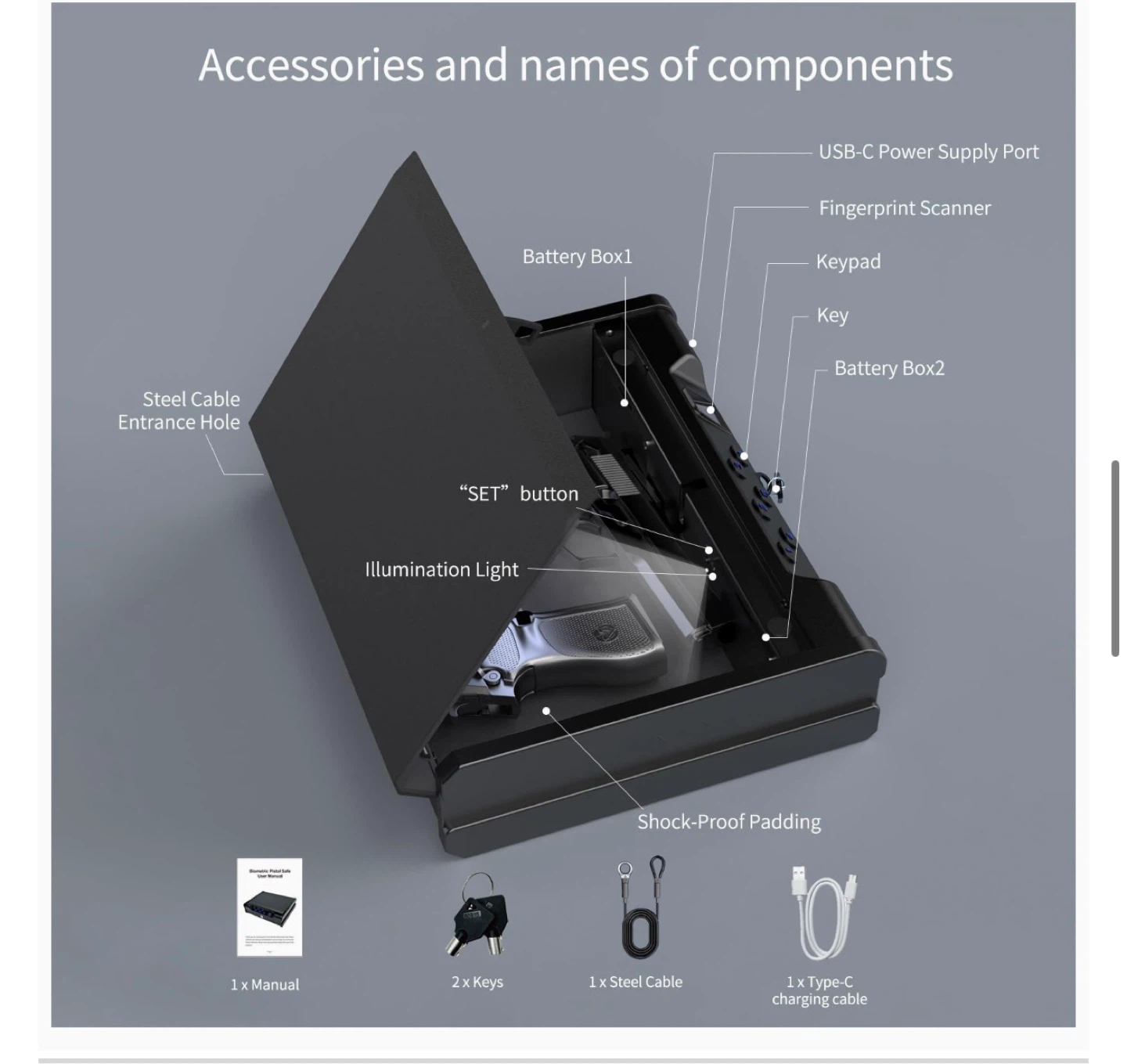 Biometric Safe with Fingerprint and Keypad Access - photo 5