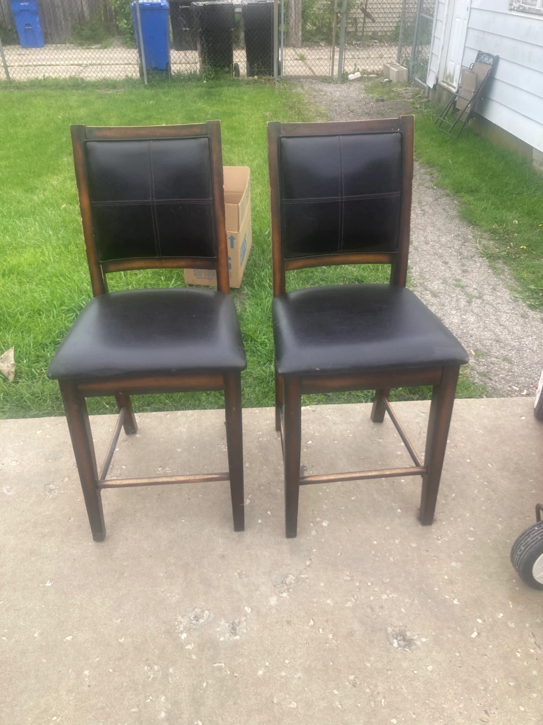 Pair of Black Upholstered Wooden Chairs