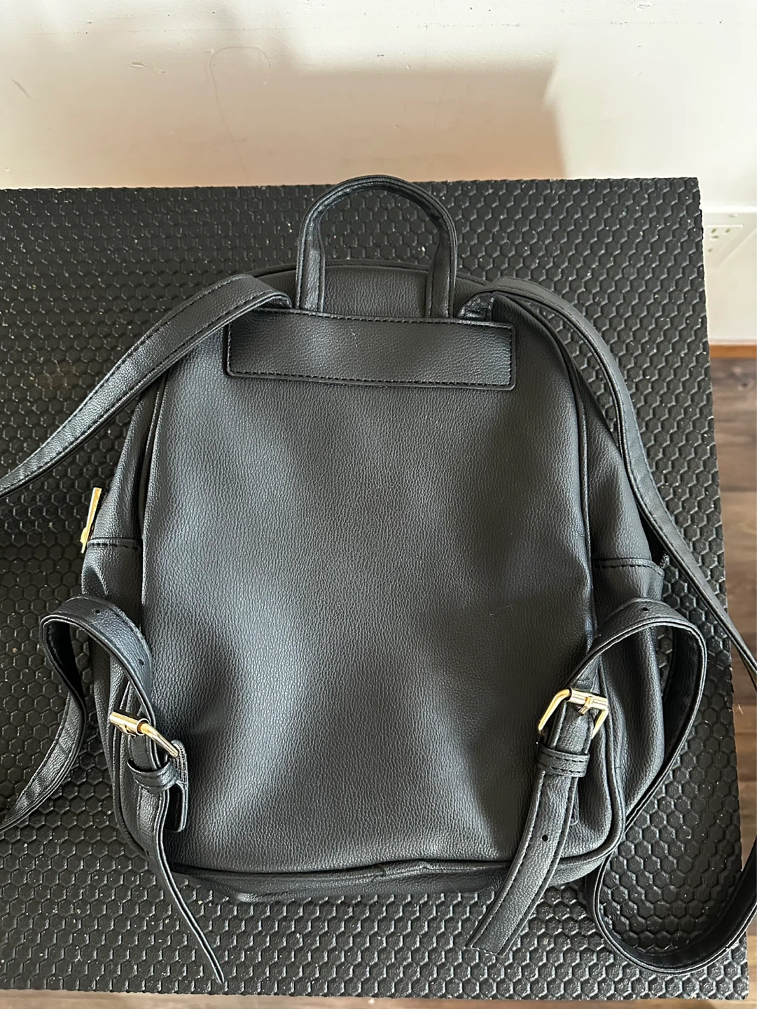 Black Faux Leather Backpack - photo 3