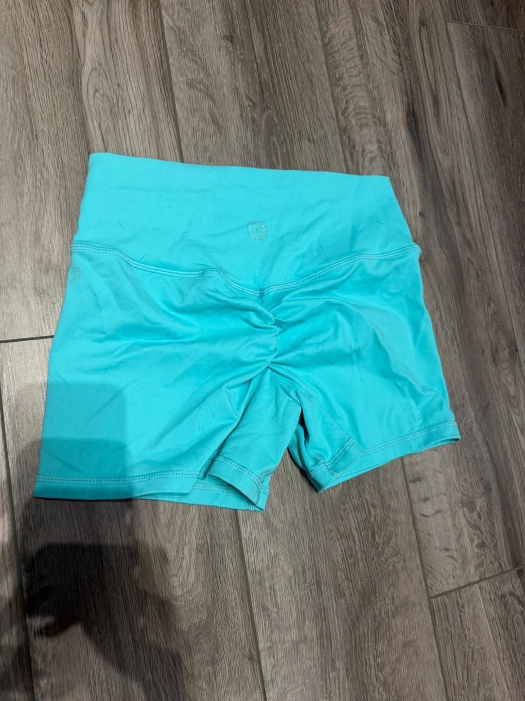 Turquoise Ruched workout Shorts - photo 2