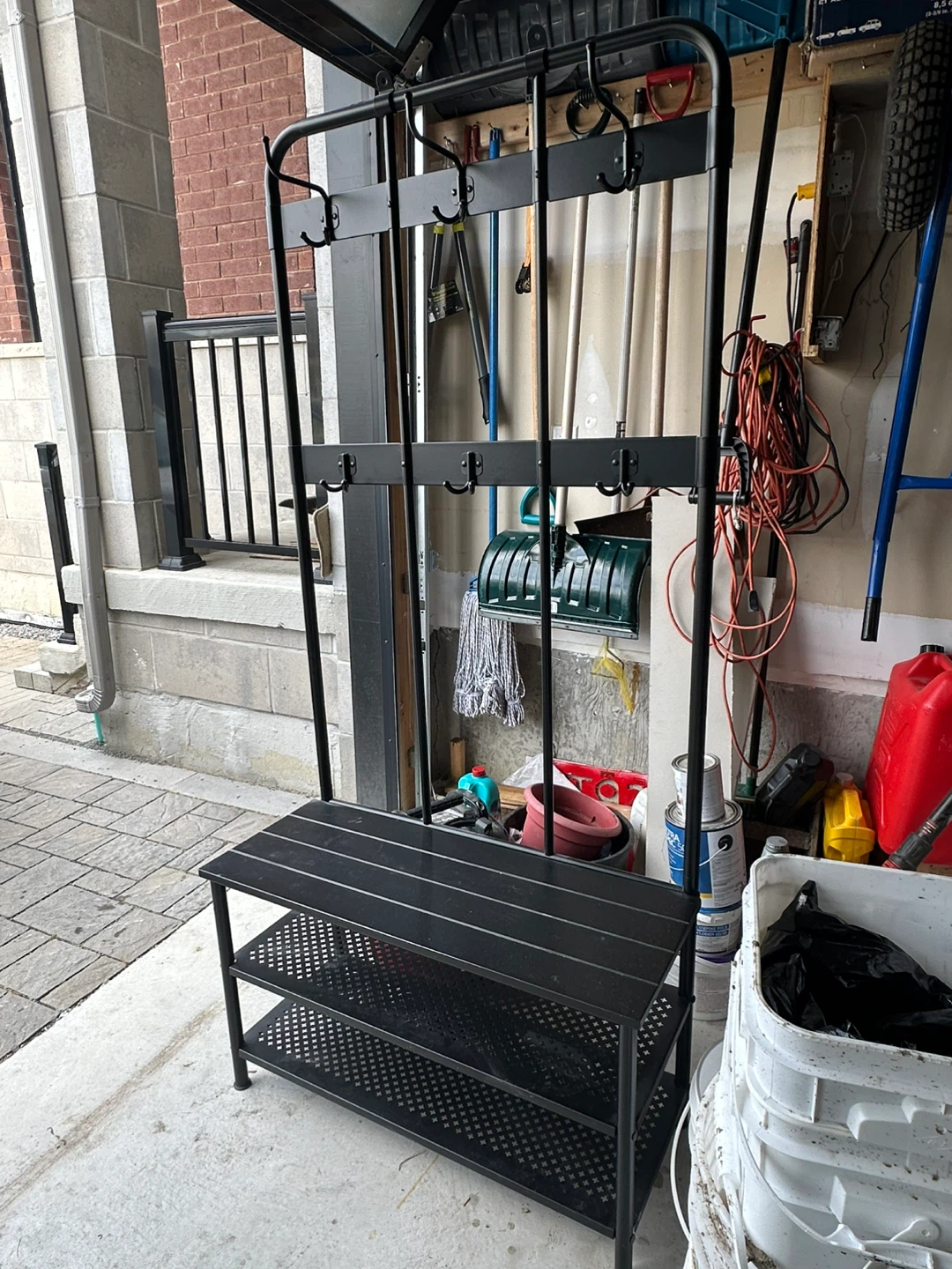 IKEA Black Hallway Stand with Bench and Shoe Rack - photo 2