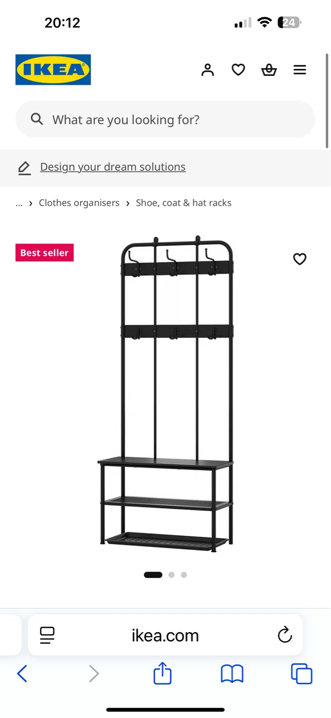 IKEA Black Hallway Stand with Bench and Shoe Rack