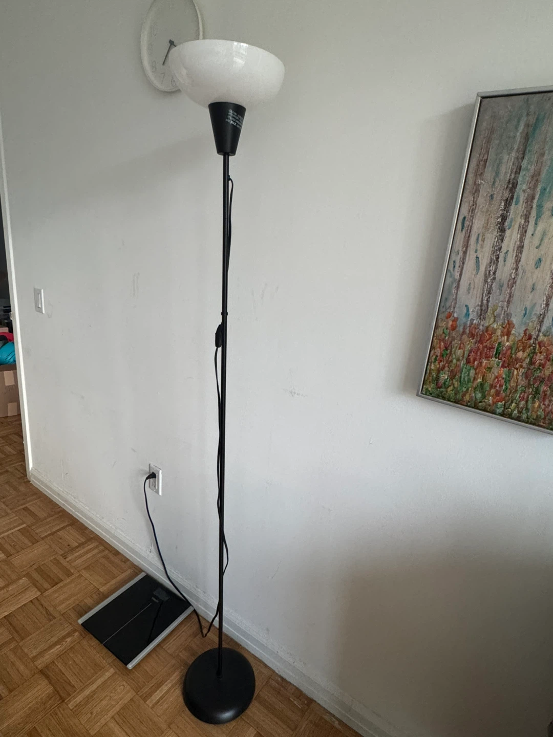 Ikea Black Floor Lamp with White Frosted Shade