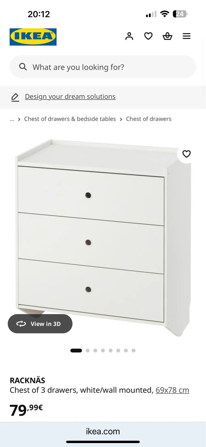 IKEA RACKNÄS 3 Drawer Chest - White