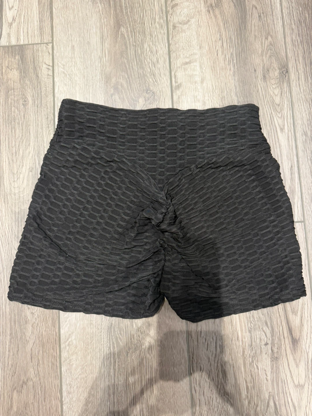 Viral Black Textured Scrunch Butt Shorts