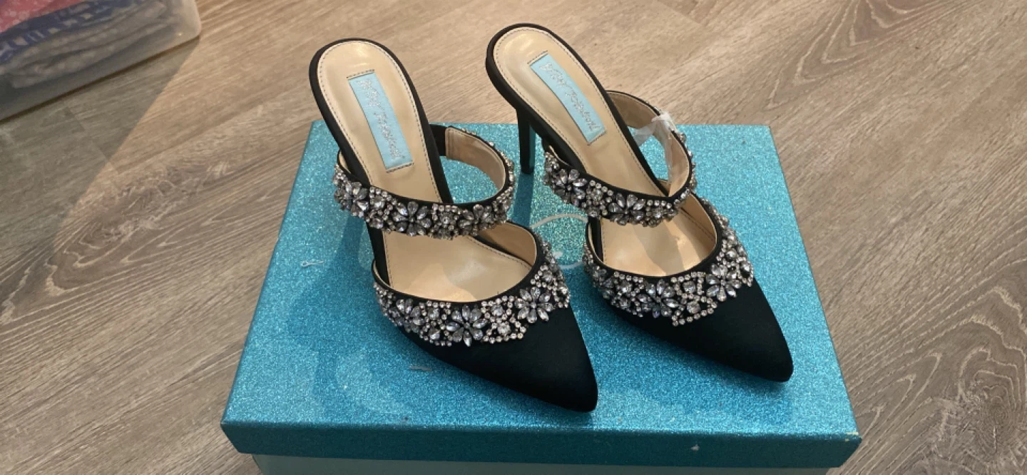 Betsey Johnson Satin Rhinestone Pointed-Toe Mules. - photo 2