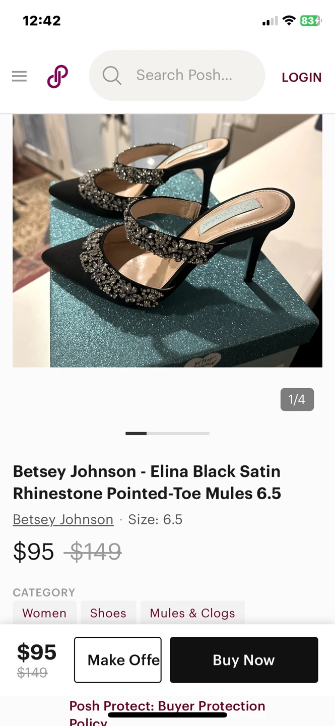 Betsey Johnson Satin Rhinestone Pointed-Toe Mules. - photo 3