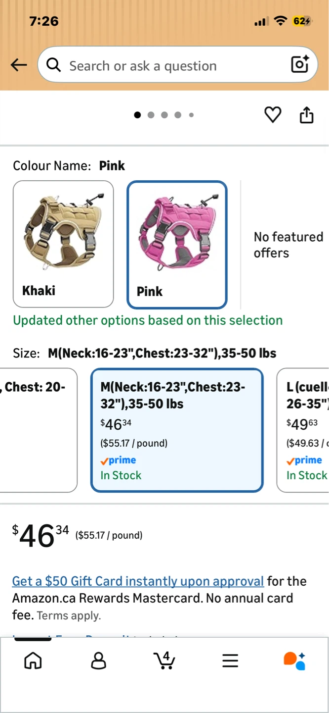 Pink Medium Tactical Dog Harness - photo 4