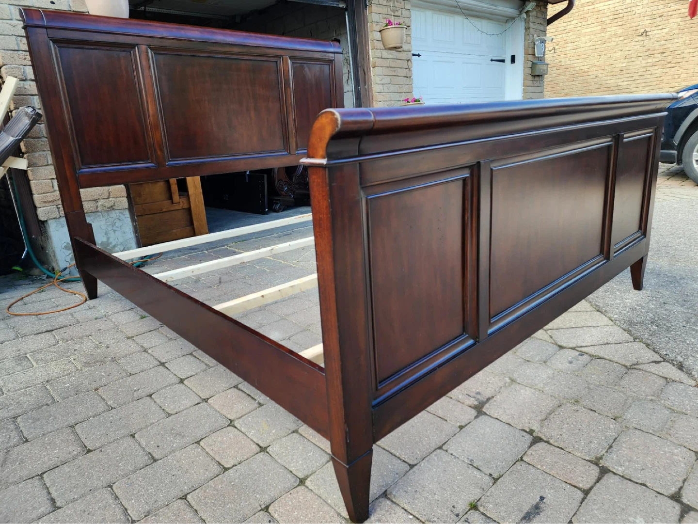 Dark Wood Sleigh Bed Frame