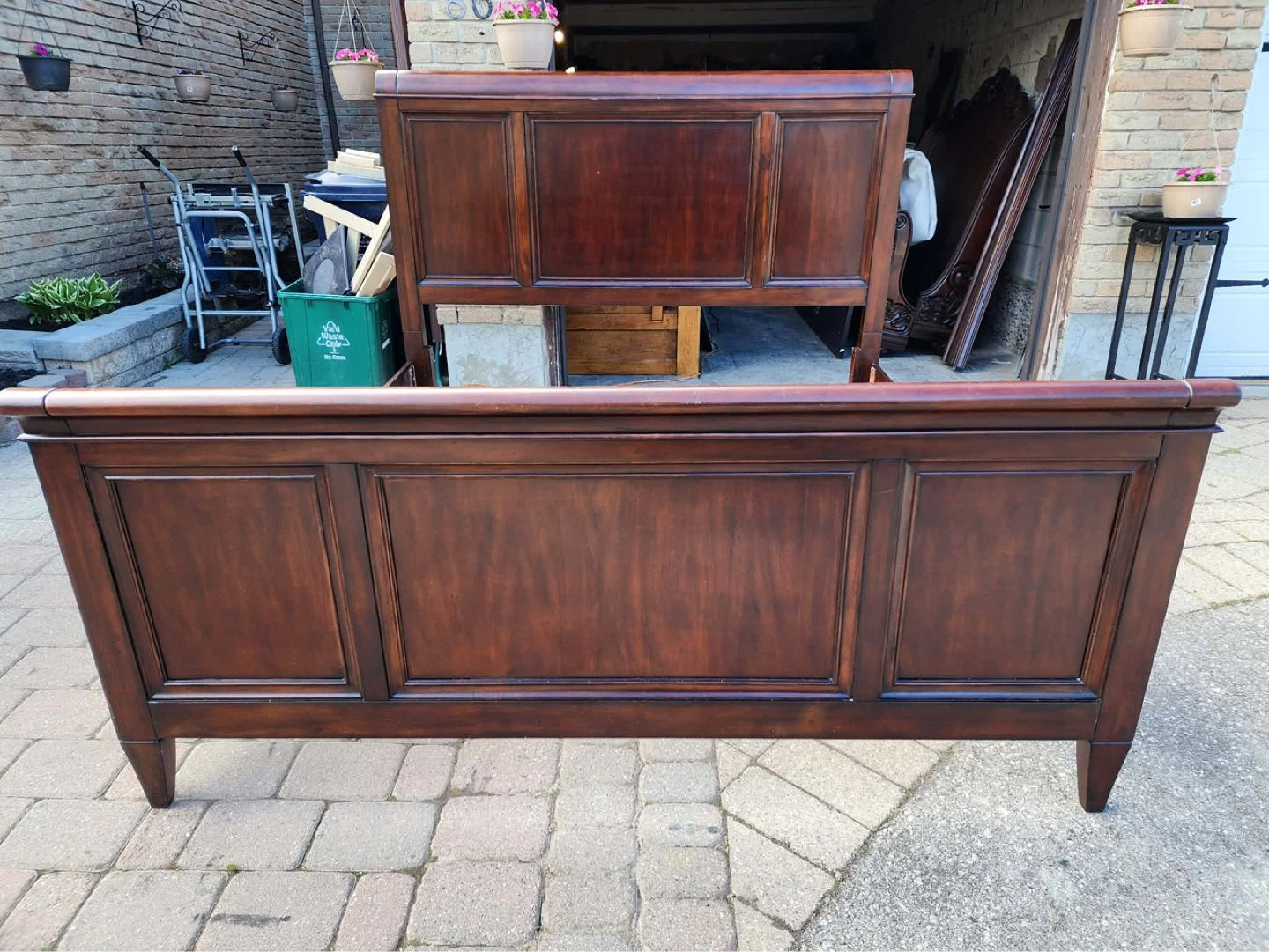 Dark Wood Sleigh Bed Frame - photo 5