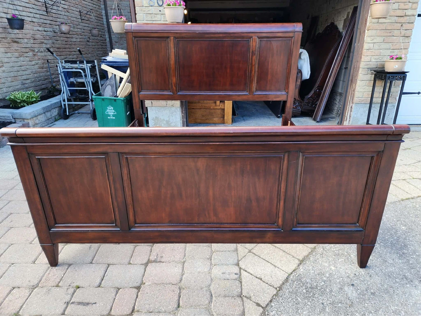 Dark Wood Sleigh Bed Frame - photo 3