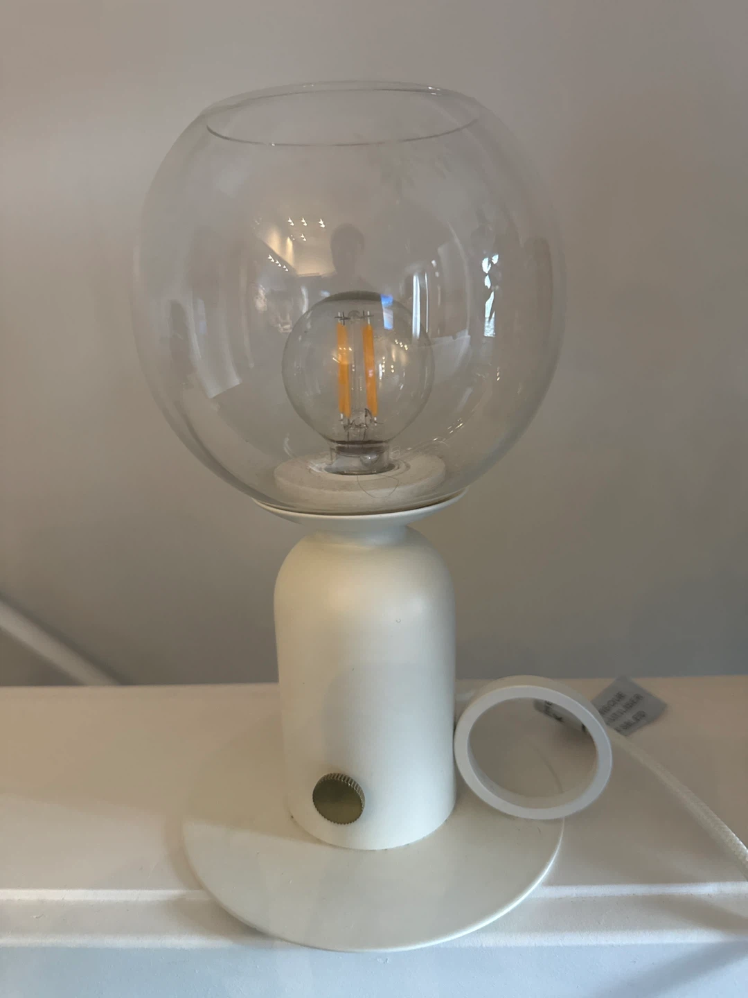 White Desk Lamp with Glass Shade