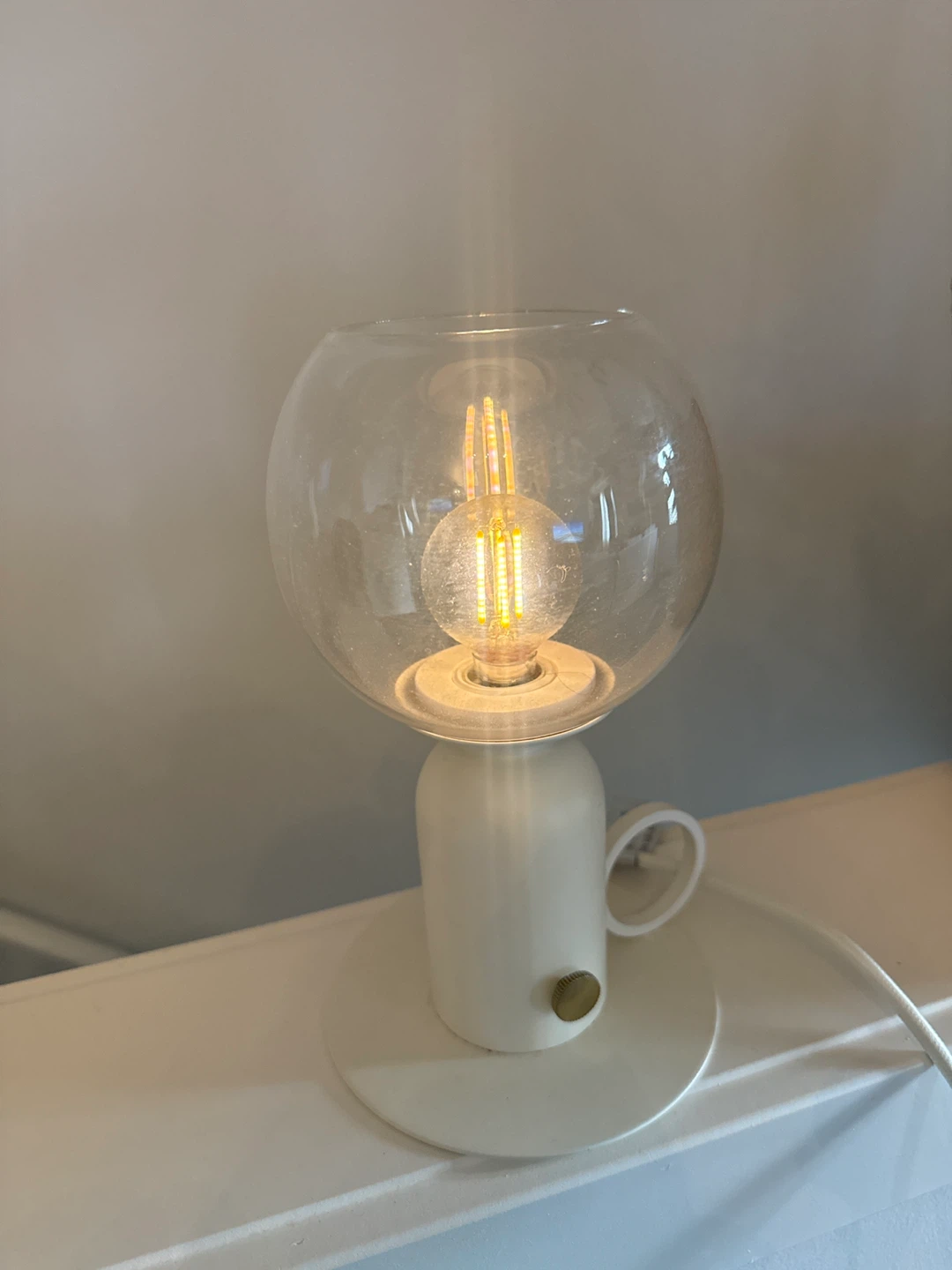 White Desk Lamp with Glass Shade - photo 2