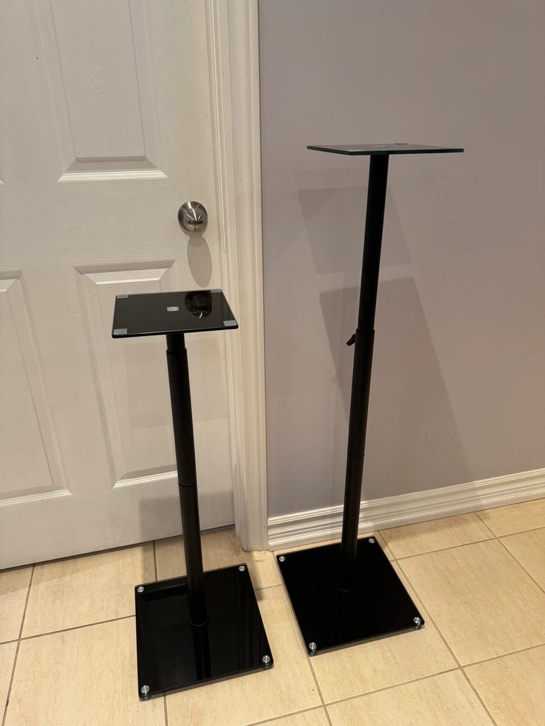 Adjustable Glass Top Speaker Stands (Pair) - photo 3