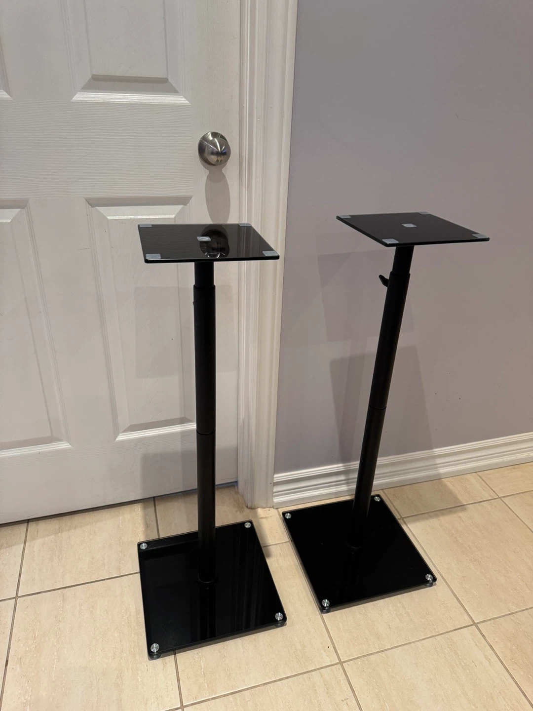Adjustable Glass Top Speaker Stands (Pair)