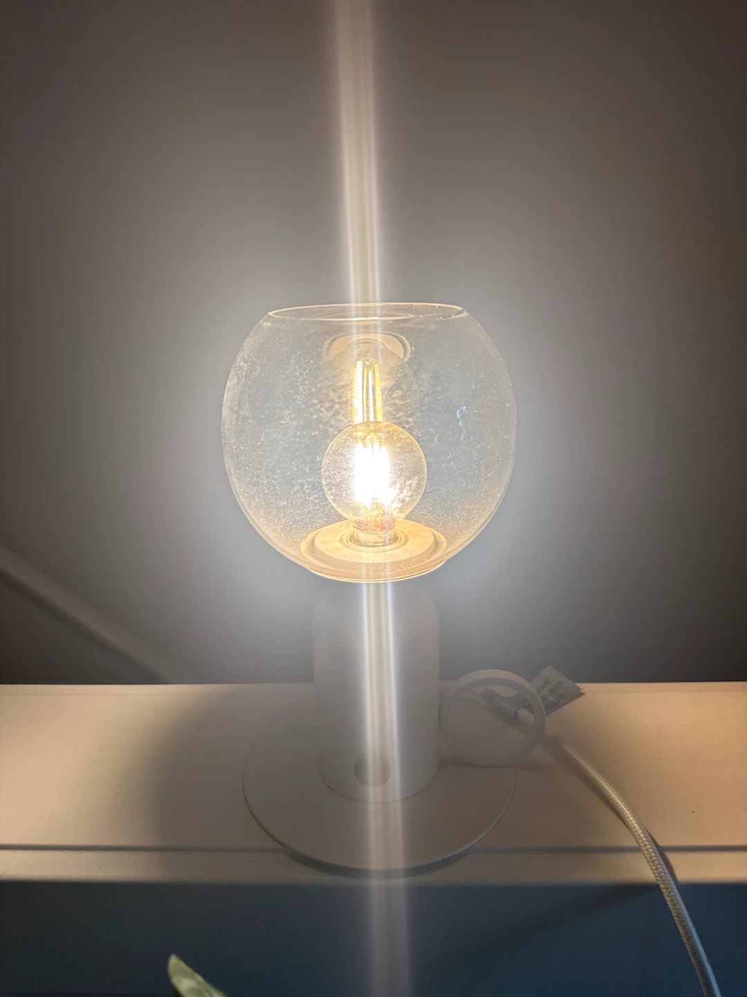 White Desk Lamp with Glass Shade - photo 3
