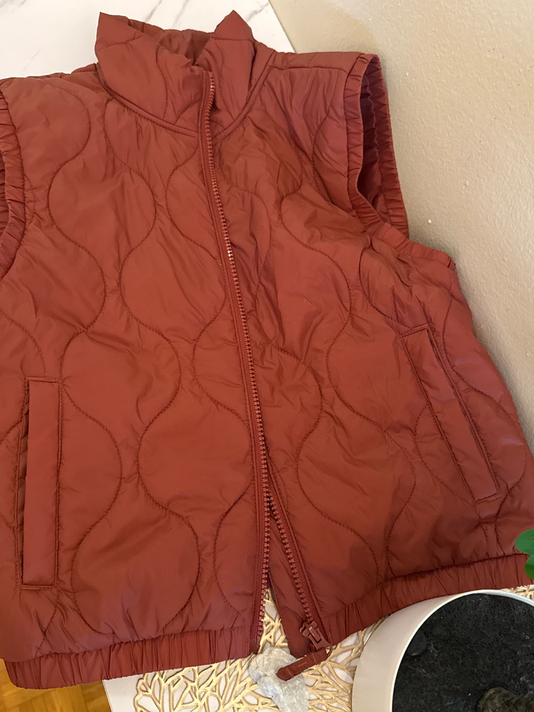 Quilted Puffer Vest - Rust Colour girls