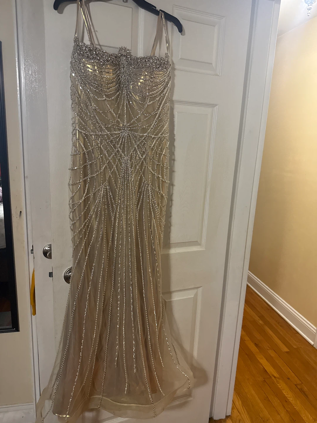 Embellished Spaghetti Strap Formal Gown