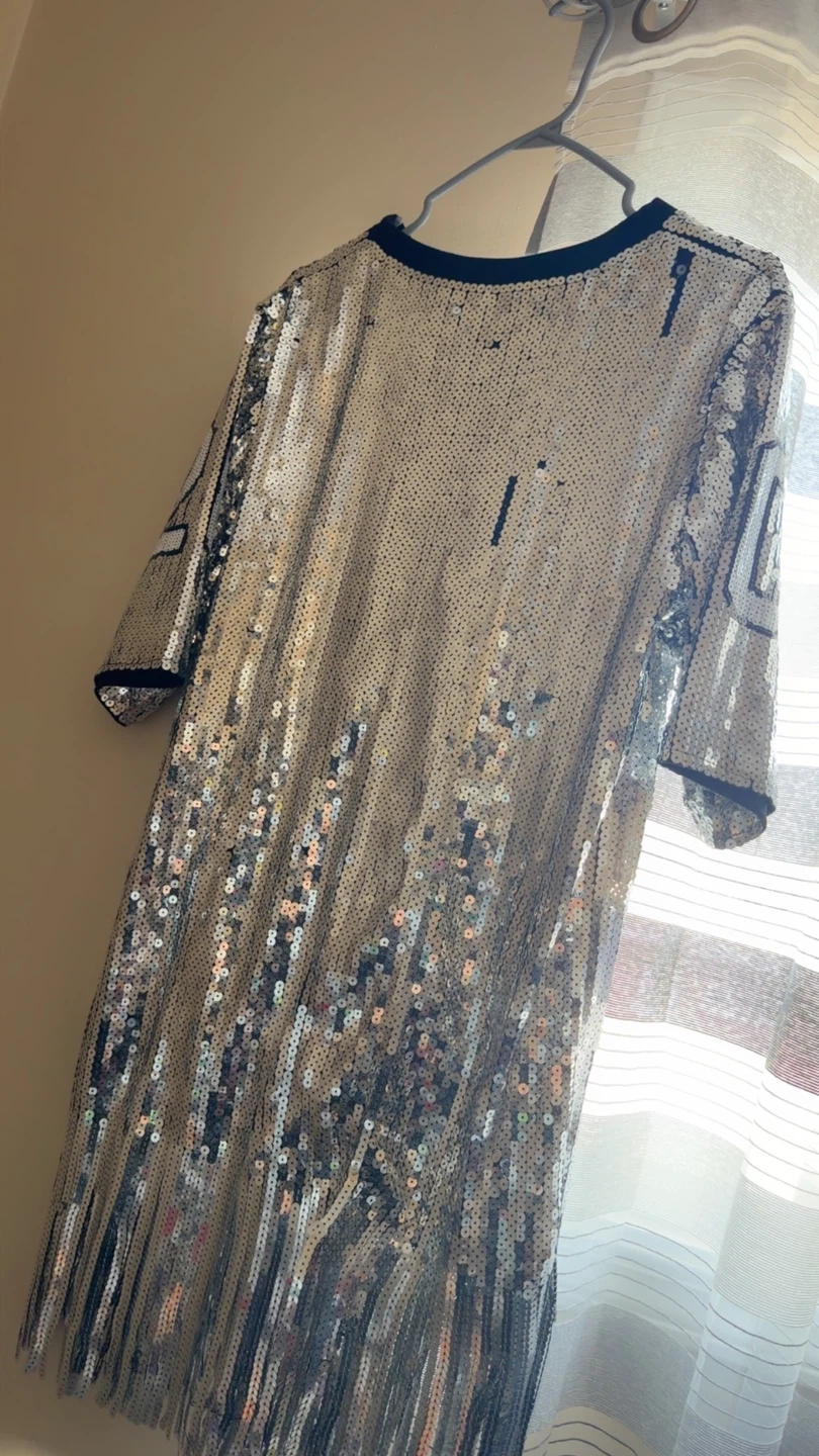 Sequin Bugs Bunny T-Shirt Dress with Fringe - photo 4