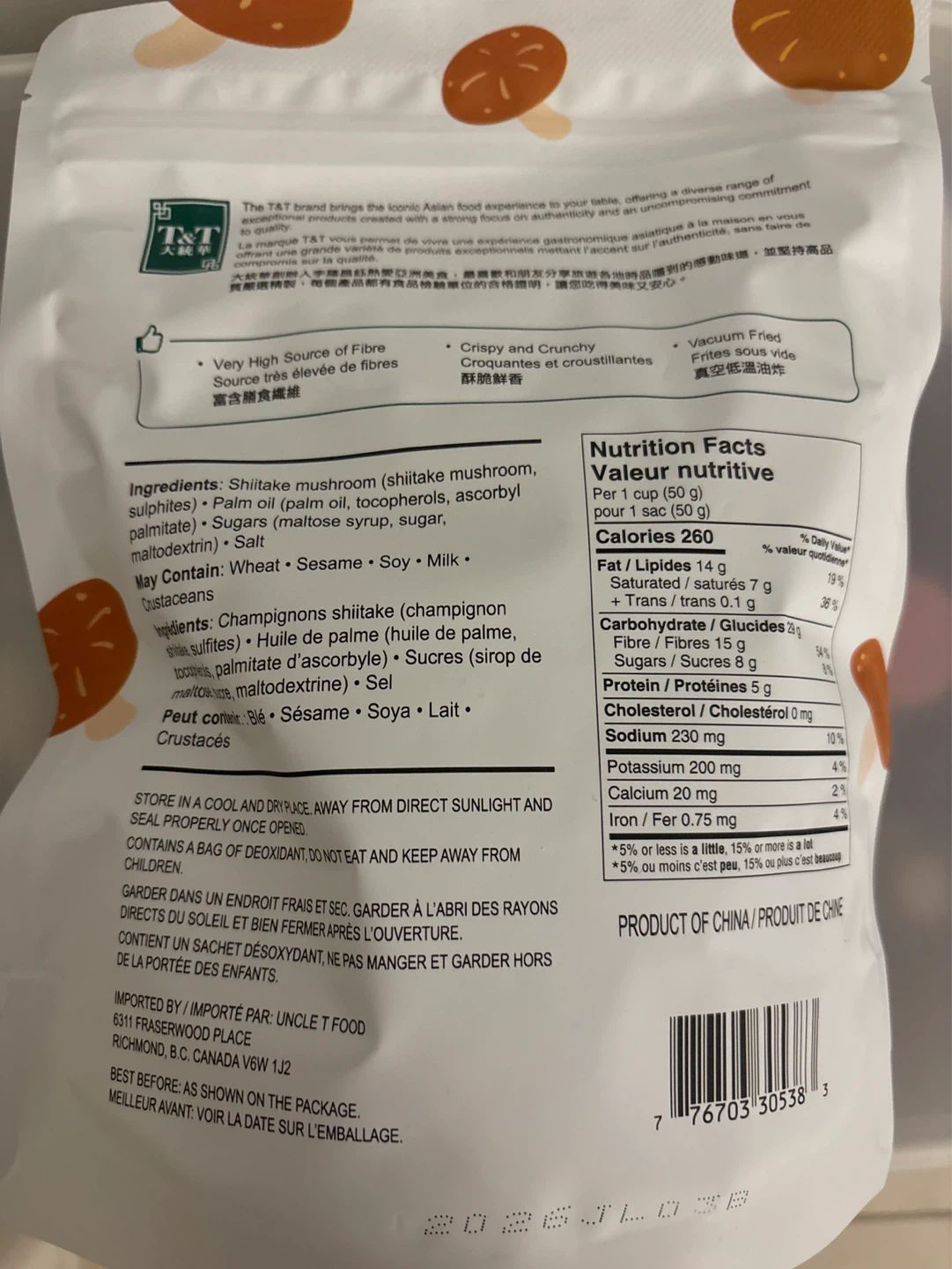 T&T Shiitake Mushroom Crisps - 150g - photo 2