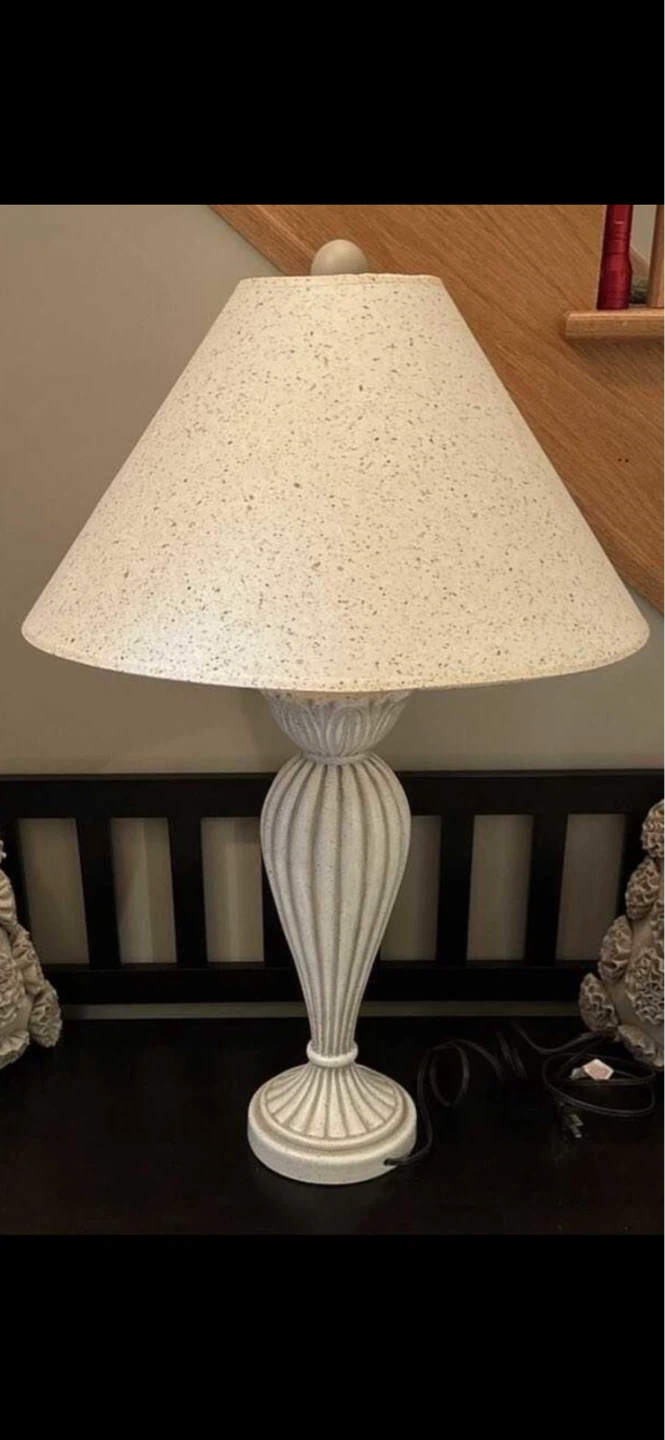 Cream Speckled Table Lamps - photo 2