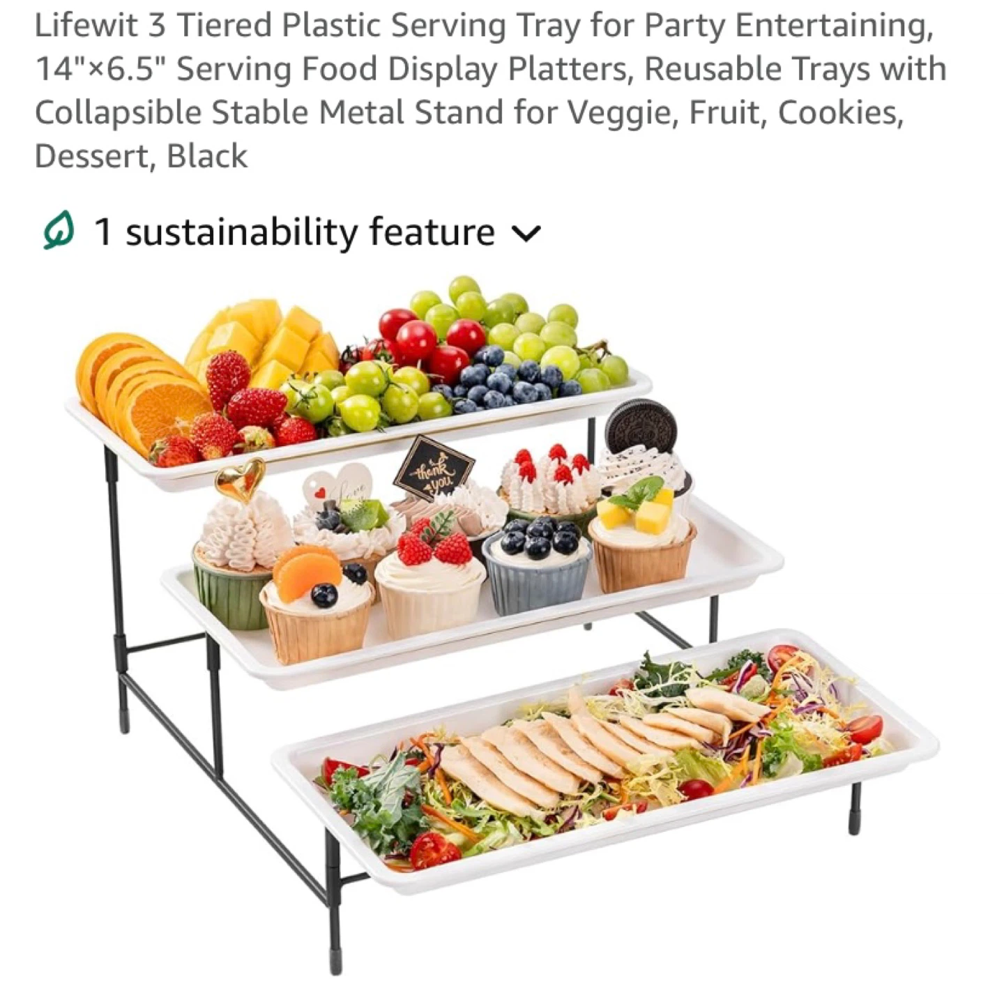 3 Tiered Plastic and Metal Serving Tray