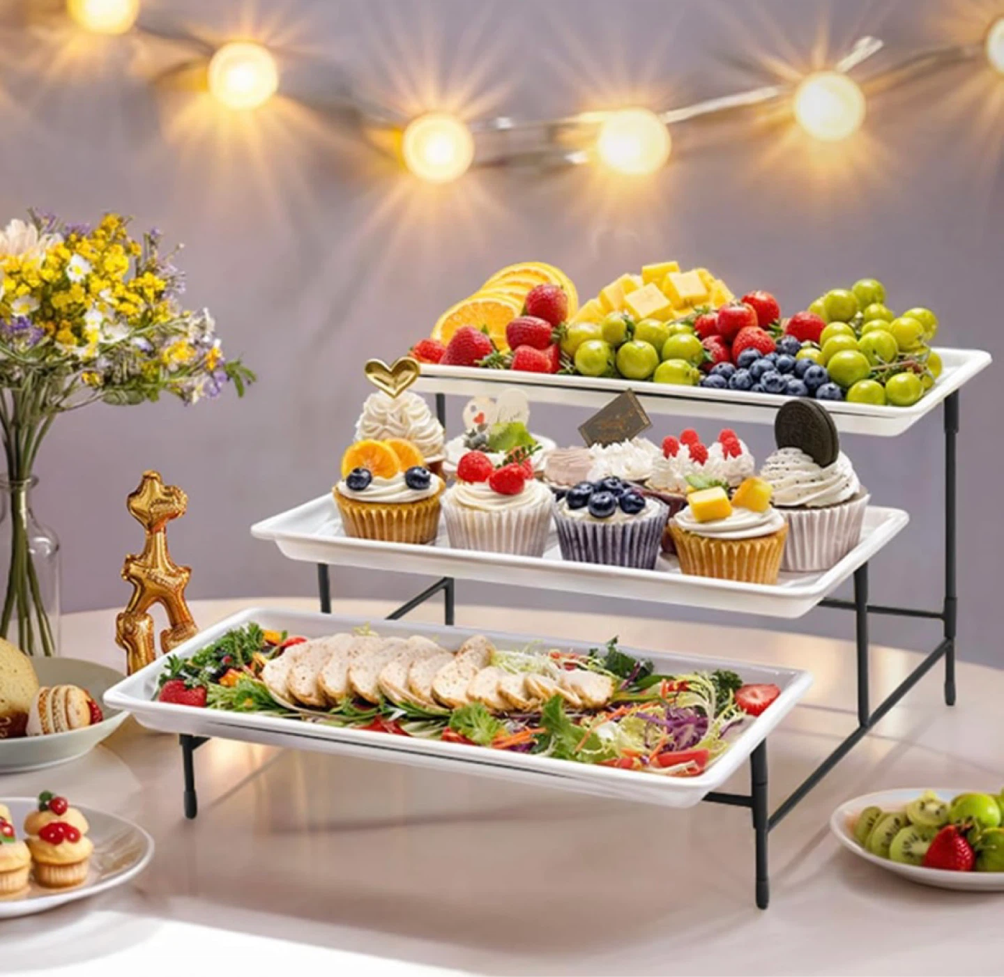 3 Tiered Plastic and Metal Serving Tray - photo 2