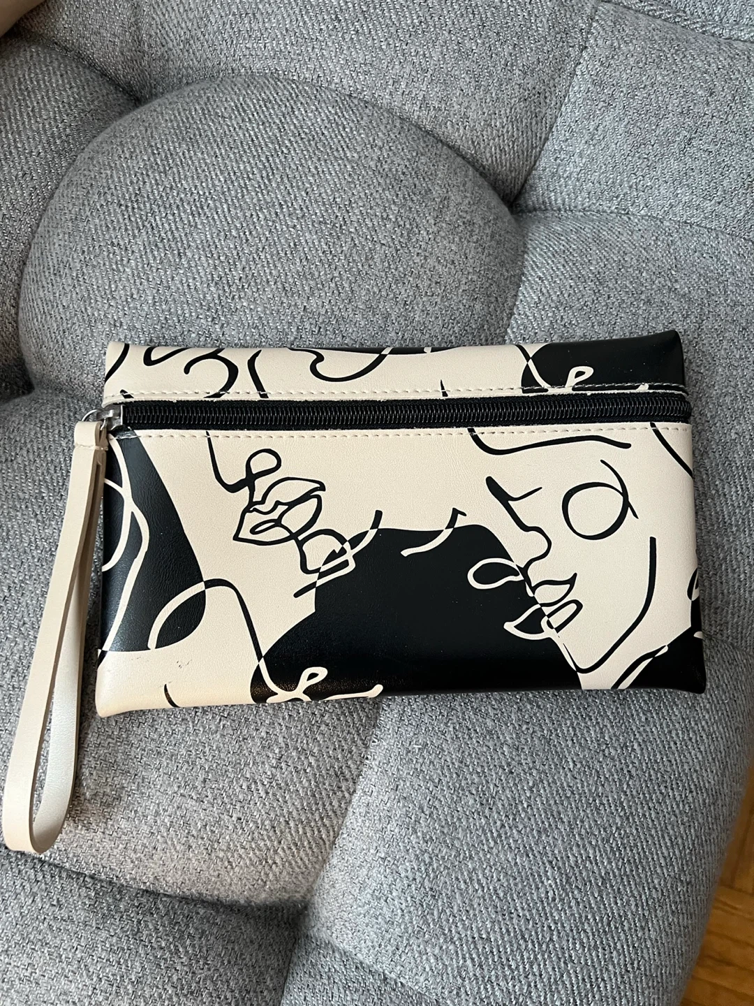 Clutch Wristlet with Abstract Face Print