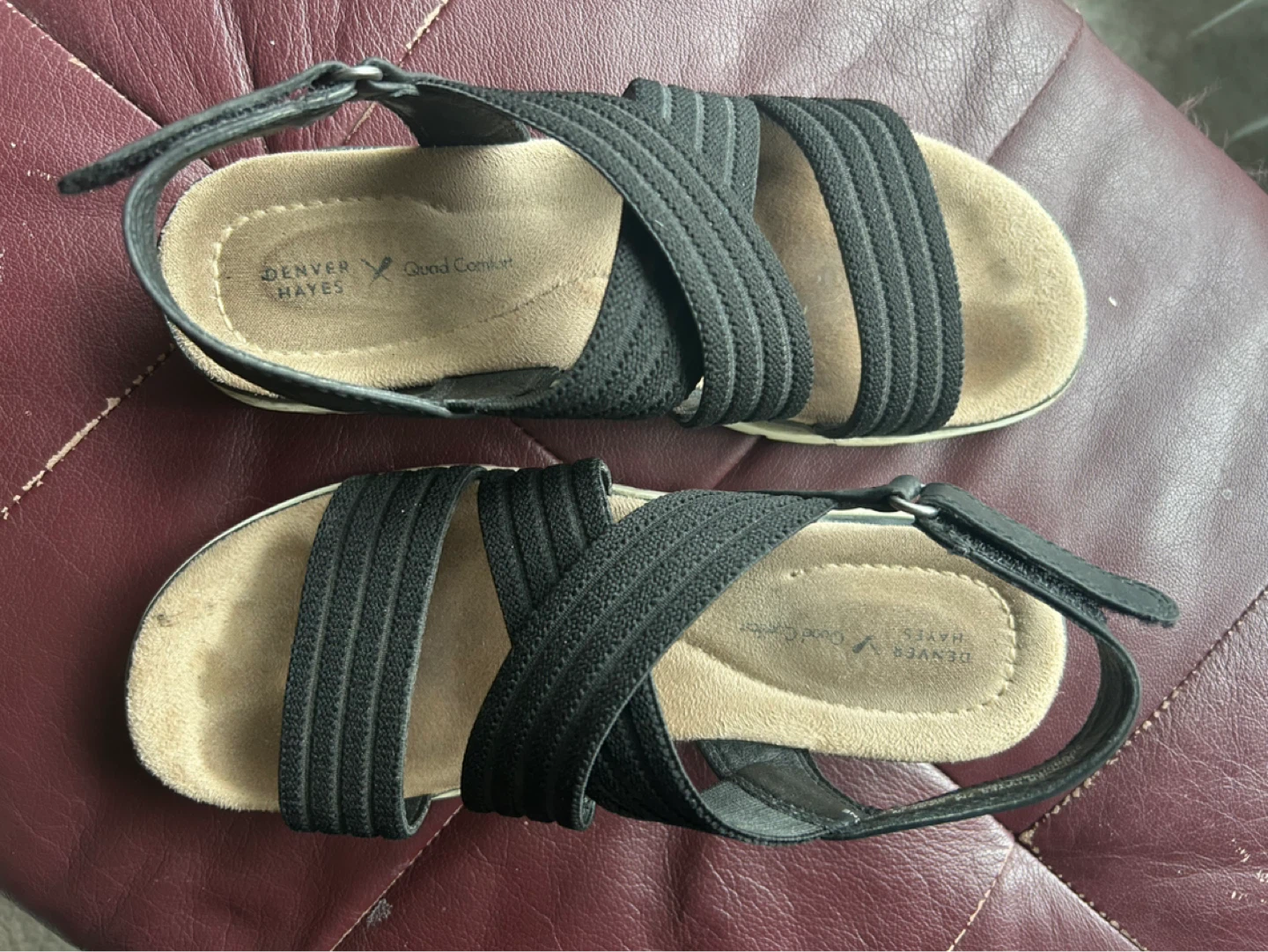 Denver Hayes Black Elastic Strap Sandals